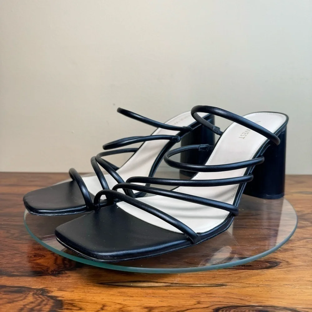 NINE WEST Strappy Open Toe Heel Sandals Platform Block Heels Size 13